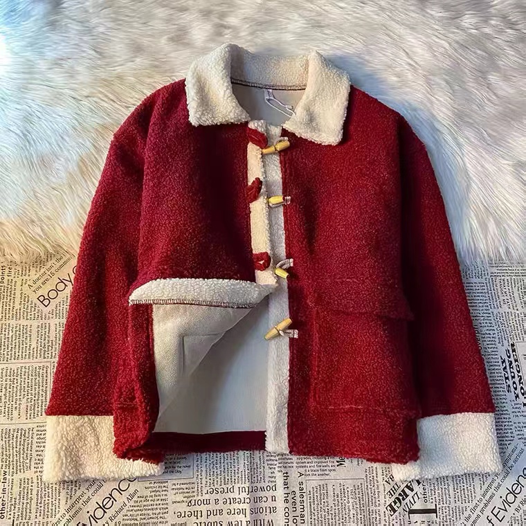 Red, Explosive Short Coat, Cashmere, Thick Autumn And Winter Coat, Lovely Year Coat, Christmas Gift Coat