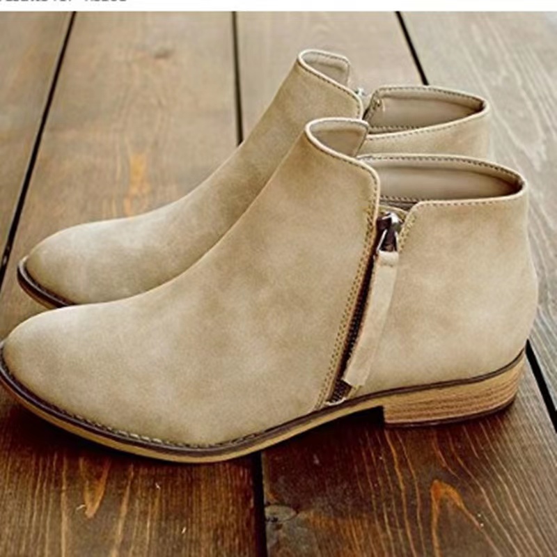 Flat Boots, Side Zip Single Shoes