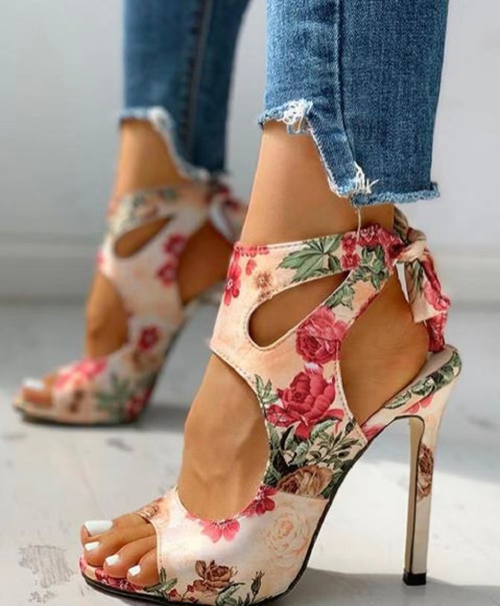Lasyarrow Ankle Strap Women's Shoes Sweet Fashion Floral Stilettos Par –  Chilazexpress Ltd