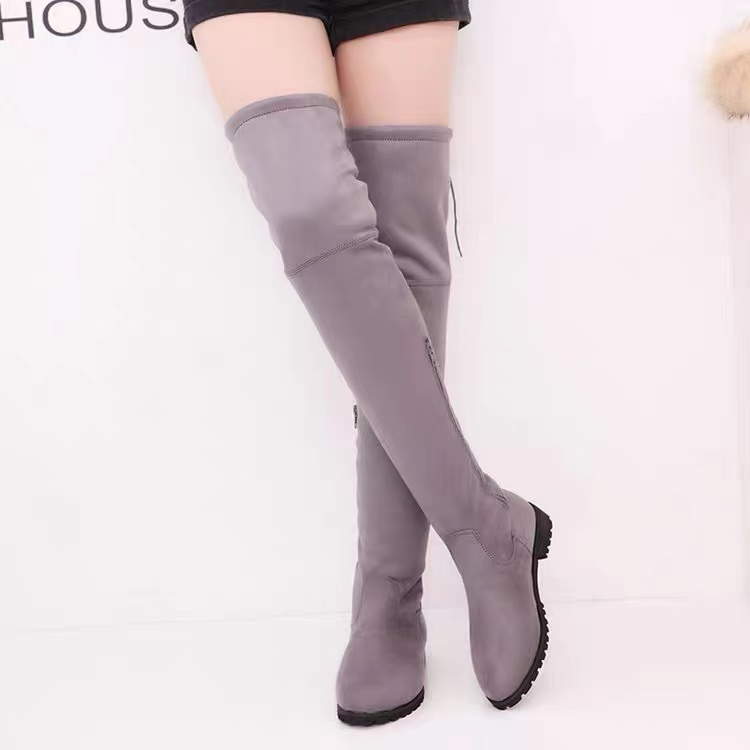 Women's Boots, Women's Rubber Shoes, Middle Heels, Waterproof Table, Pu Knight Boots With Round Toe
