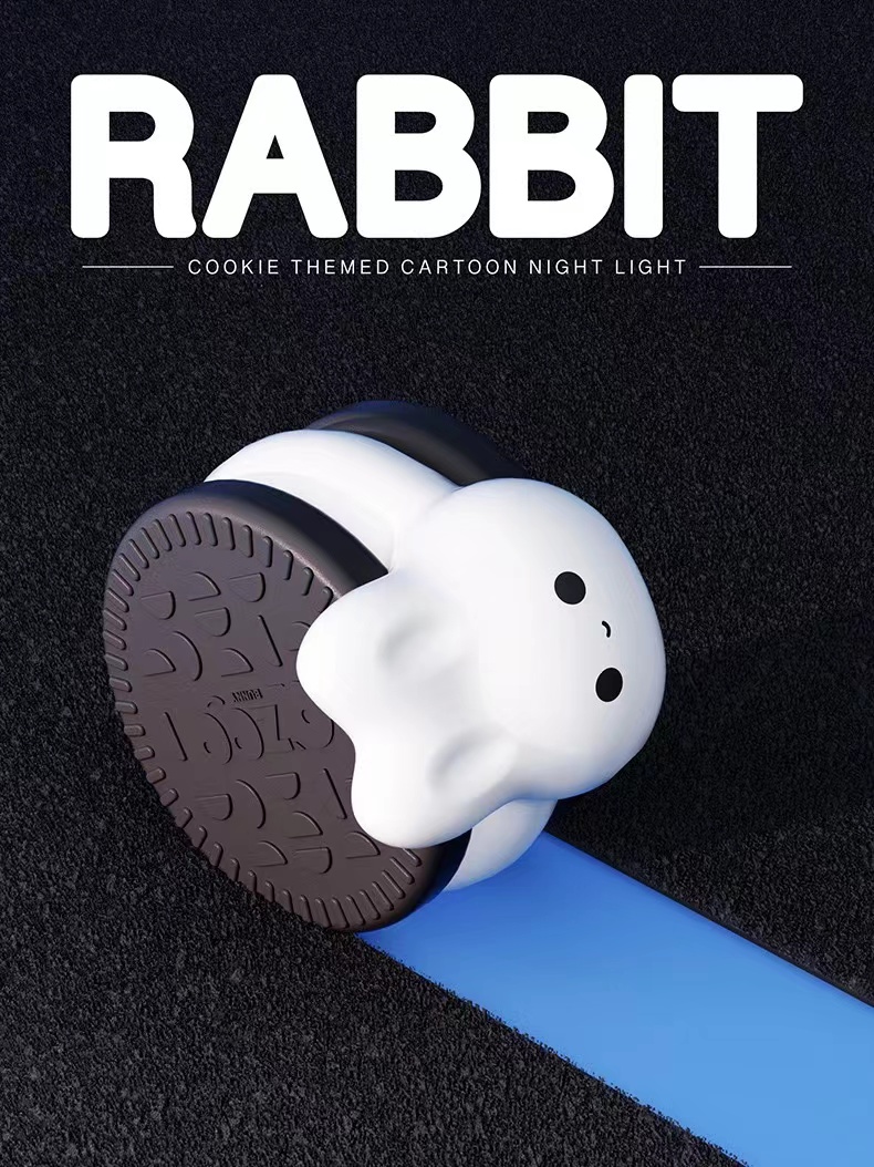 Rabbit Year Gift, O Rabbit O Small Night Light, Fun, Creative, Cute Rabbit Silicone Lamp, Usb Charging