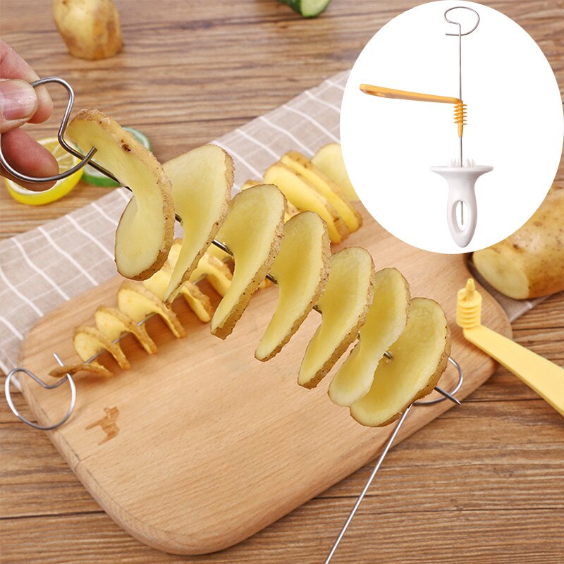 1set Stainless Steel Plastic Rotate Potato Slicer Twisted Potato Spiral Slice Cutter