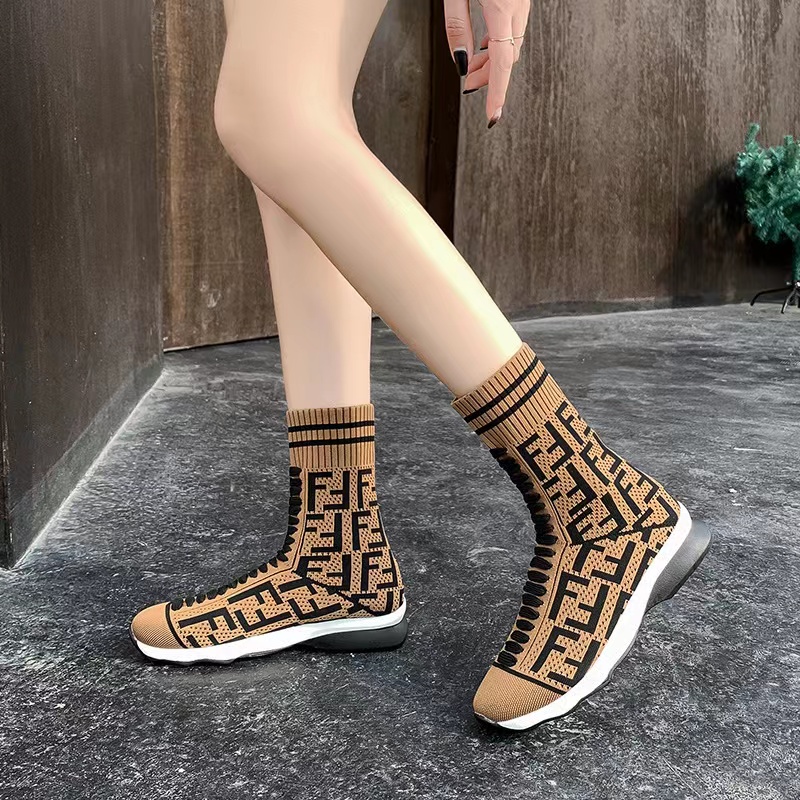 Flat Elastic Boots, Flat Sleeve, Mid-leg Boots, Large Size, Style, Breathable Boots