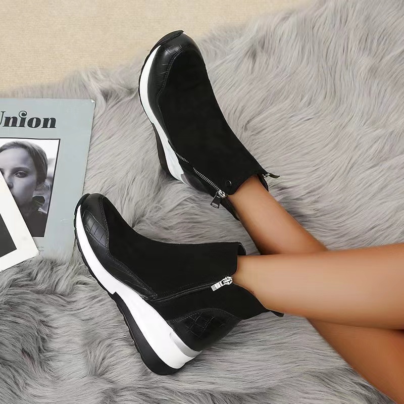 Ankle Boots, Fashionable, Comfortable, Wedge Heels, Round Toe And Cashmere Warm Cotton Boots