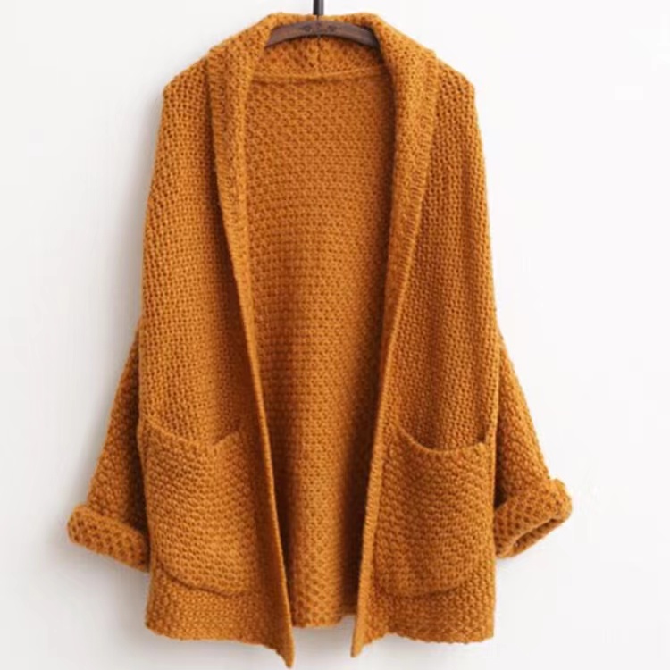 Art Style, Retro, Mid-length Cardigan Sweater Sweater, Women's Thickened Sweater Coat