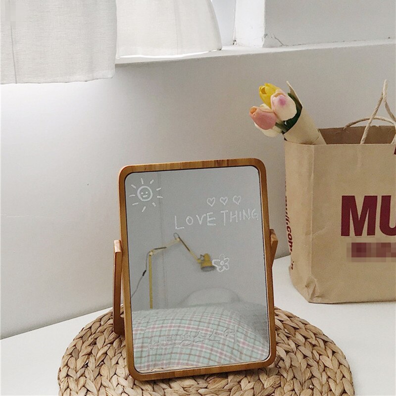 INS Wood Glass Standing Make-up Mirror