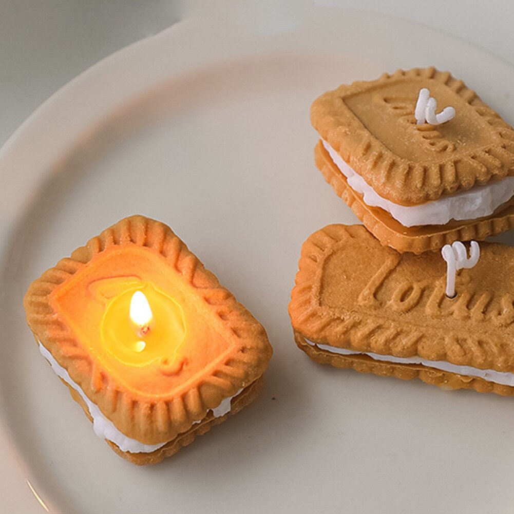 1PC Biscuit Scented Candles Desktop Ornaments Scented Food Shape Candles