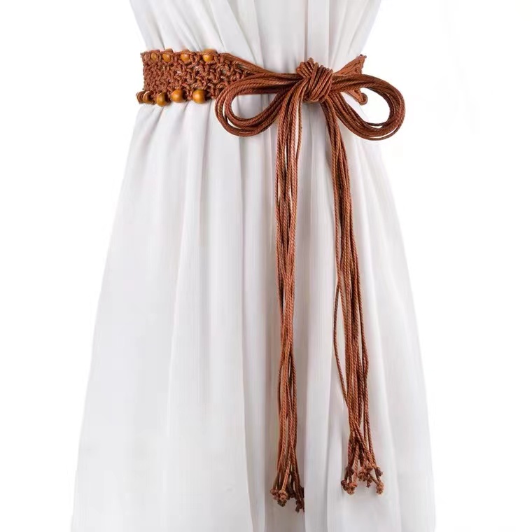 Boho Style, Wax Rope, Handmade, Woven, Women's Obi, Ethnic Style Skirt Belt, Woven Belt