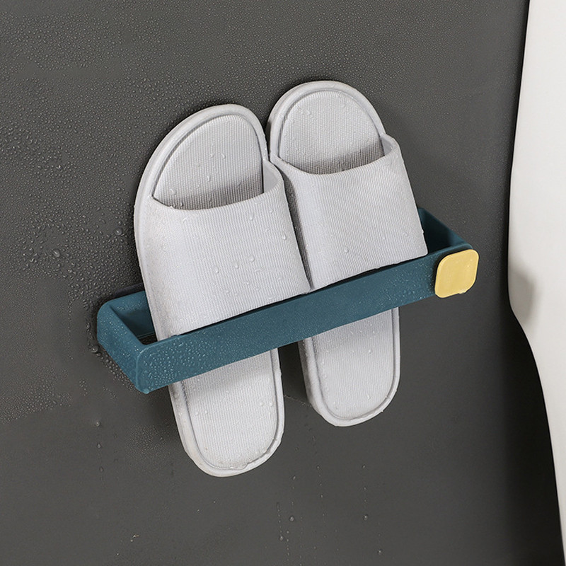 Bathroom Slippers Rack Self Adhesive Punch-free Wall-Towel mounted With hook