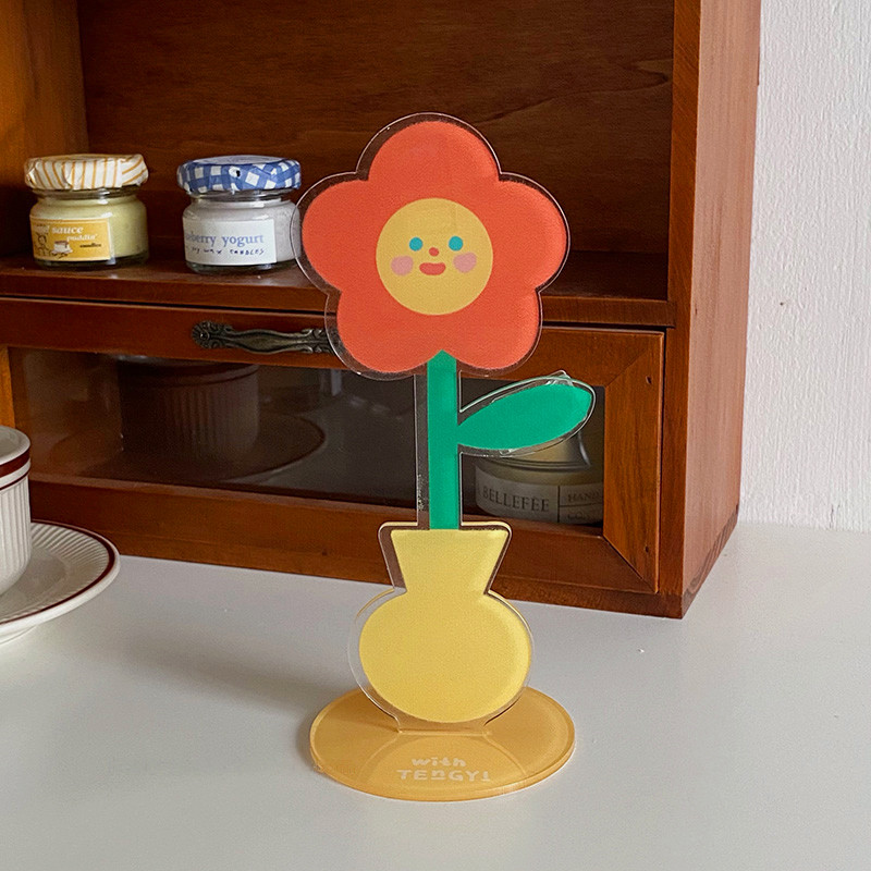 Creative desktop flowers ornaments cute cartoon acrylic multifunctional sticky notes folder