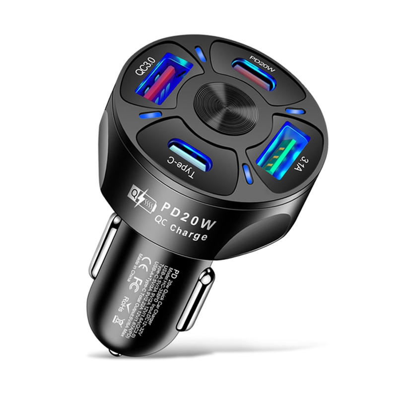 Round Dual Usb C Car Charger Fast Charging Usb Type C Fast Charger