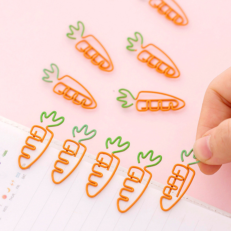 5 Pcs/lot Creative Kawaii Carrot Shaped Metal Paper Clip Bookmark Stationery