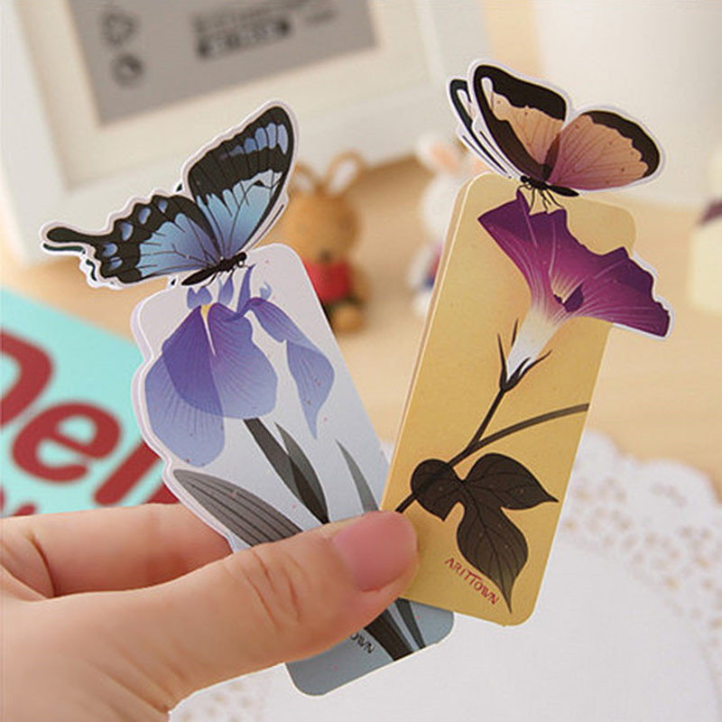 5pcs Butterfly Bookmarks Kawaii Stationery Paper Page Mark 