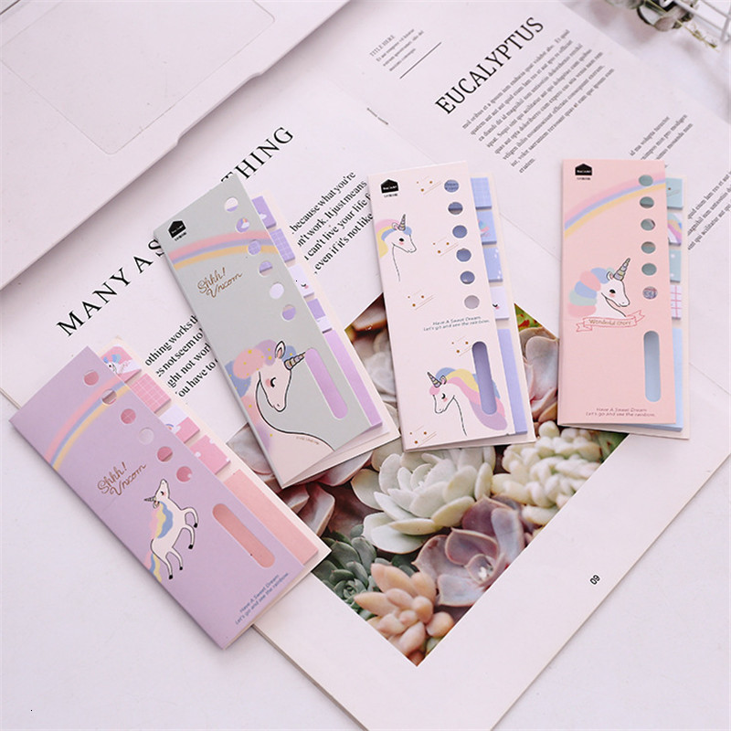 Creative Cartoon Memo Pad Kawaii Unicorn Sticky Notes Cute Adhesive ...