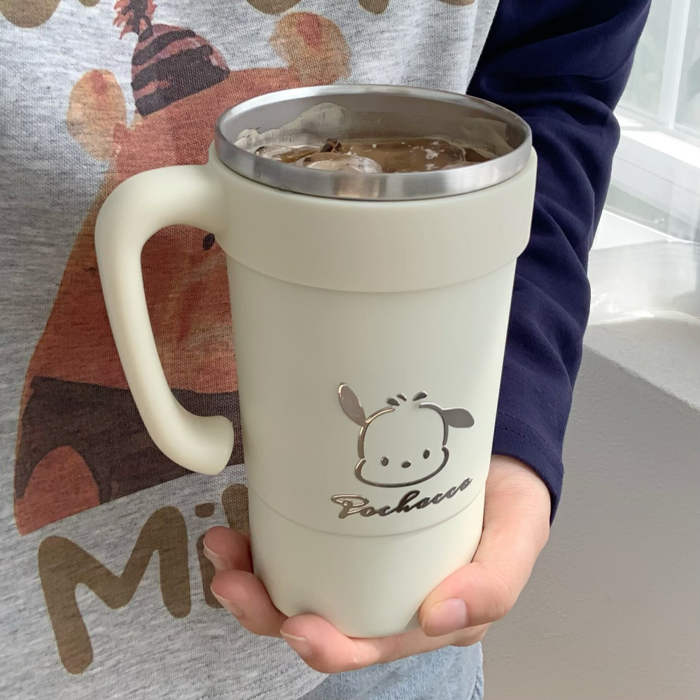 Cute Puppy Thermos Cup For Milk Espresso Coffee 580ml Portable Stainless Steel Thermal Tumbler With Handle
