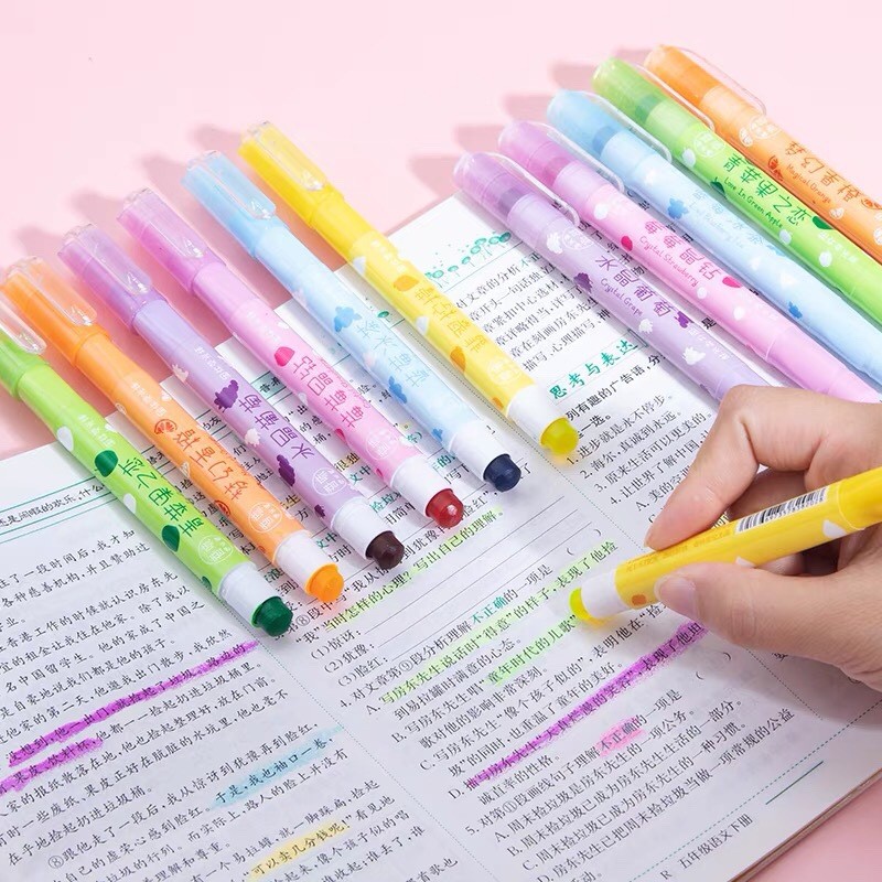 6 Colors/set Pastel Gel Dry Highlighters Fragrance Bible Highlighters Pen