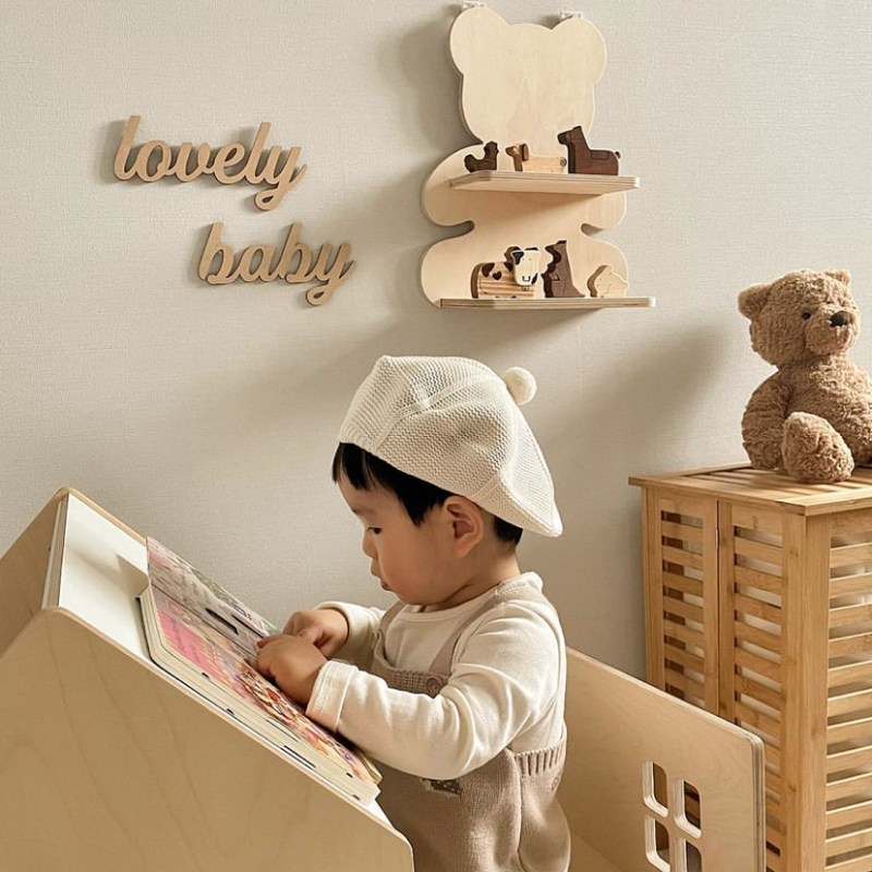 Ins Wooden Lovely Baby Wall Stickers Simple Wooden Letters Decoration Children Room Wall Decoration Baby Room