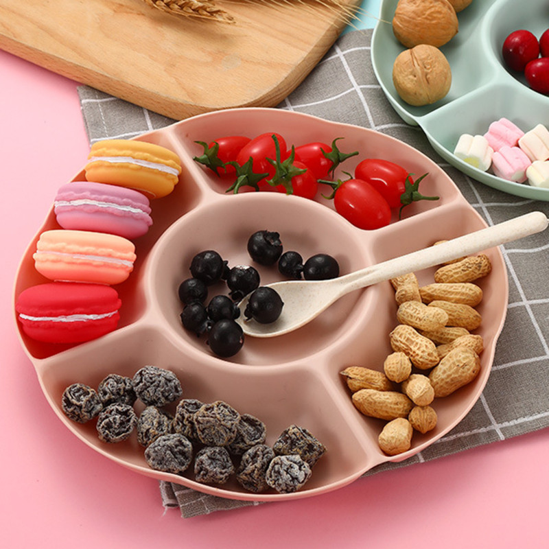 Multi-function Plastic Fruit Plate Dessert Tray Plate Snack Dish 6 Compartments