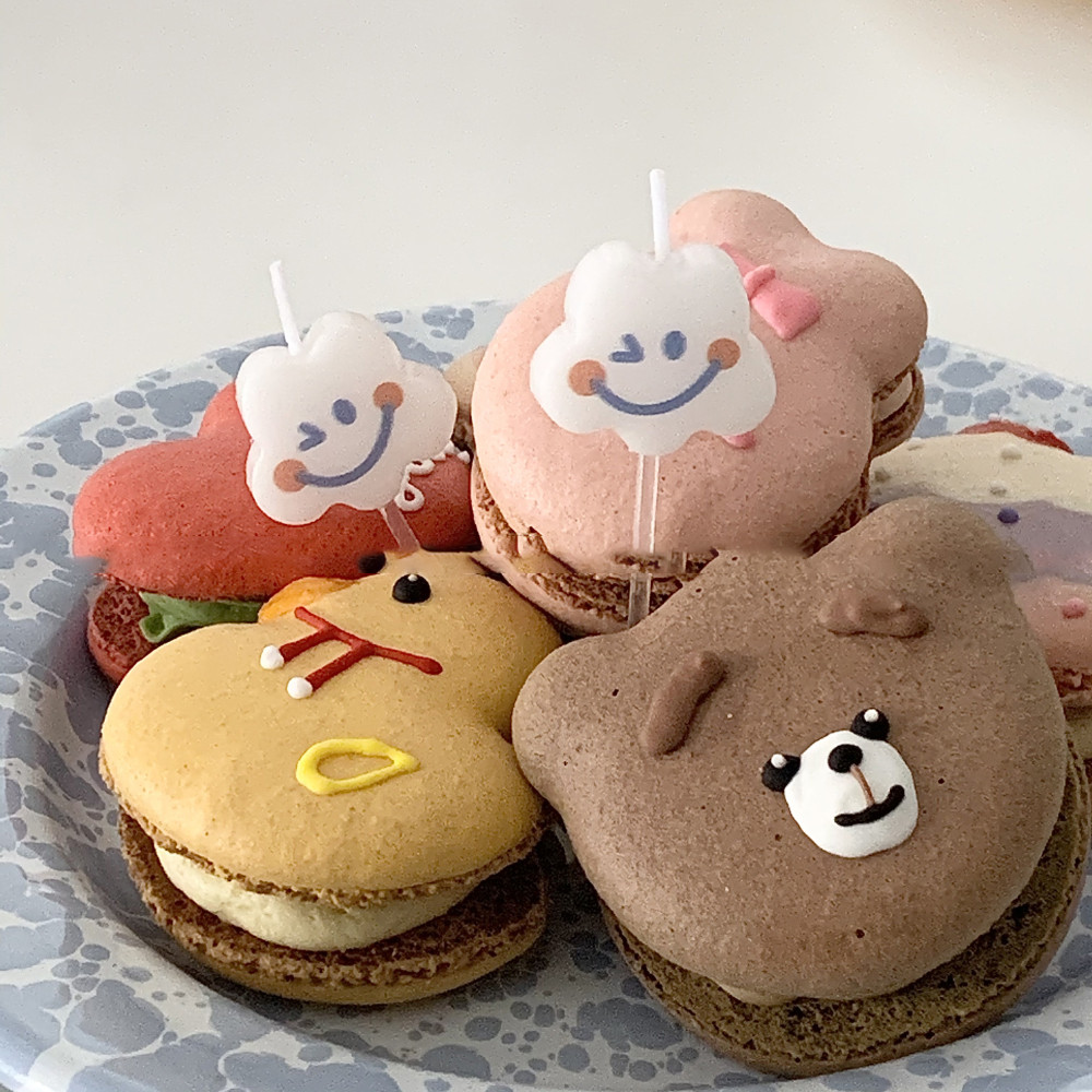 5pcs/pack Korean Ins Style Cute Cloud Smiley Face Birthday Cake Candle