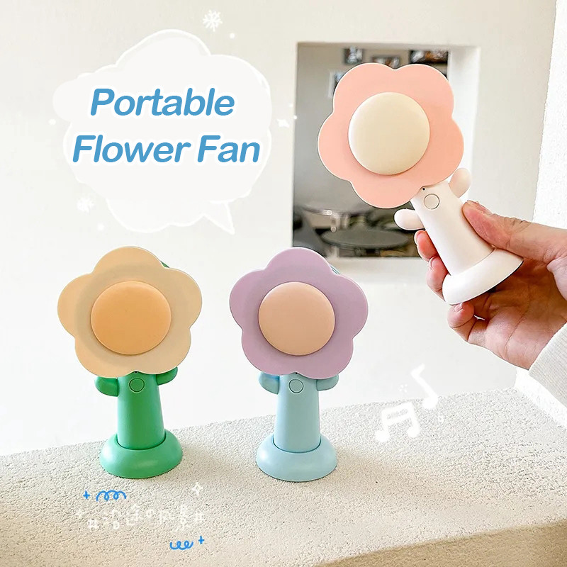 Usb Flower Shape Fan Mini Portable Handle Fan Adjustable Small Fan For Summer Home Office Outdoor Travel Desk Room Decoration