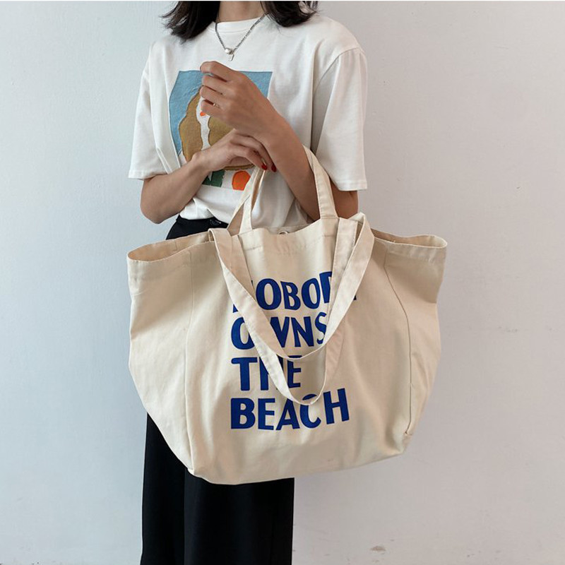 Large Canvas Bag Women Shoulder Handbag Female Letters Reusable Shopping Ladies Grocery Designer Tote Bag