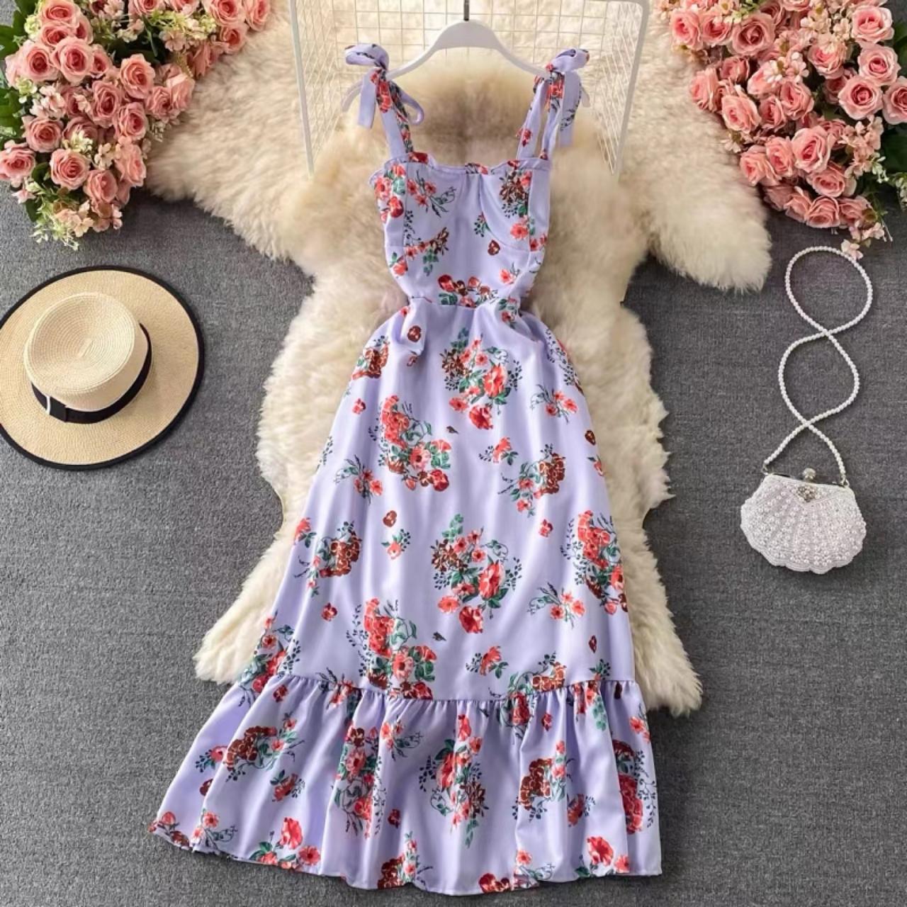 Floral Spaghetti Strap Dress,cute Dress