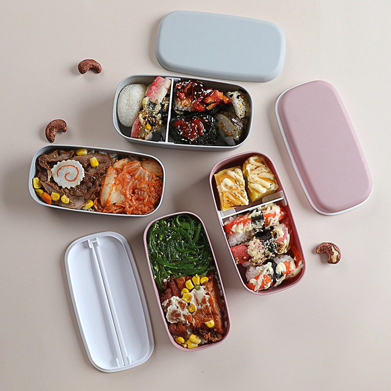 2layer Japanese Lunch Box For Kids Portable Outdoor Plastic Bento Box