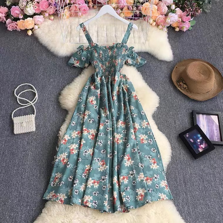 Gentle Dress ,spaghetti Strap Dress,cute Floral Long Dress