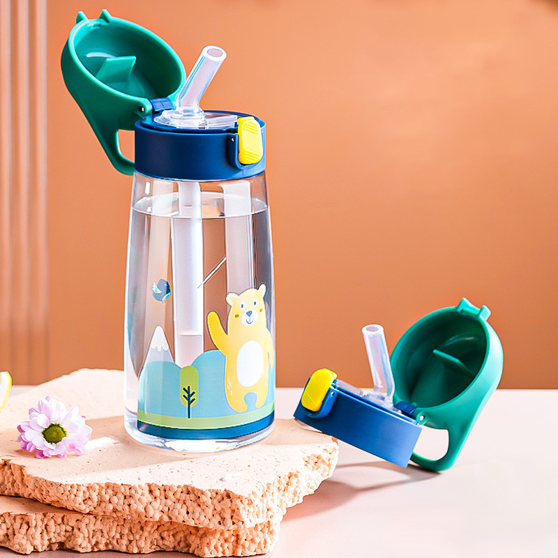 Children's Straw Cups Leakproof Cartoon Water Kettle For School Sports Portable