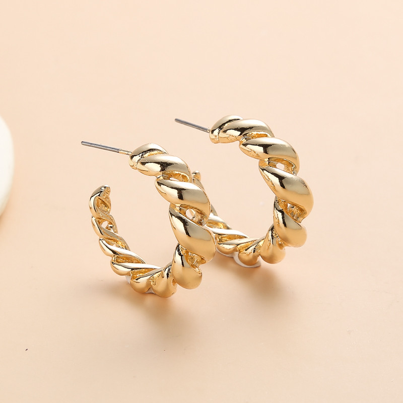 Vintage Spiral Twist Hoop Earrings For Women Punk Party Earrings Trendy Gold Color Earrings