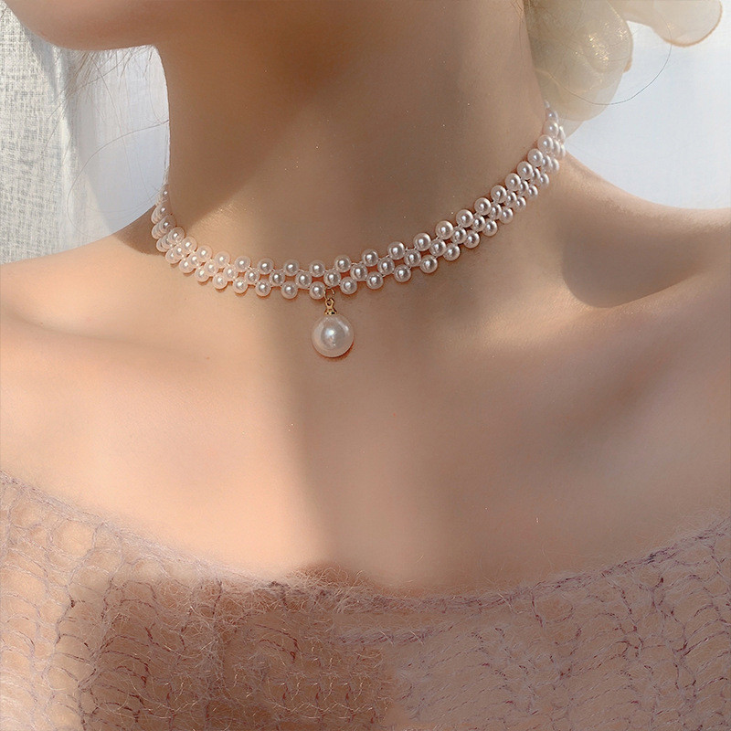 Pearl Woven Choker Necklace Ins Popular Clavicle Chain