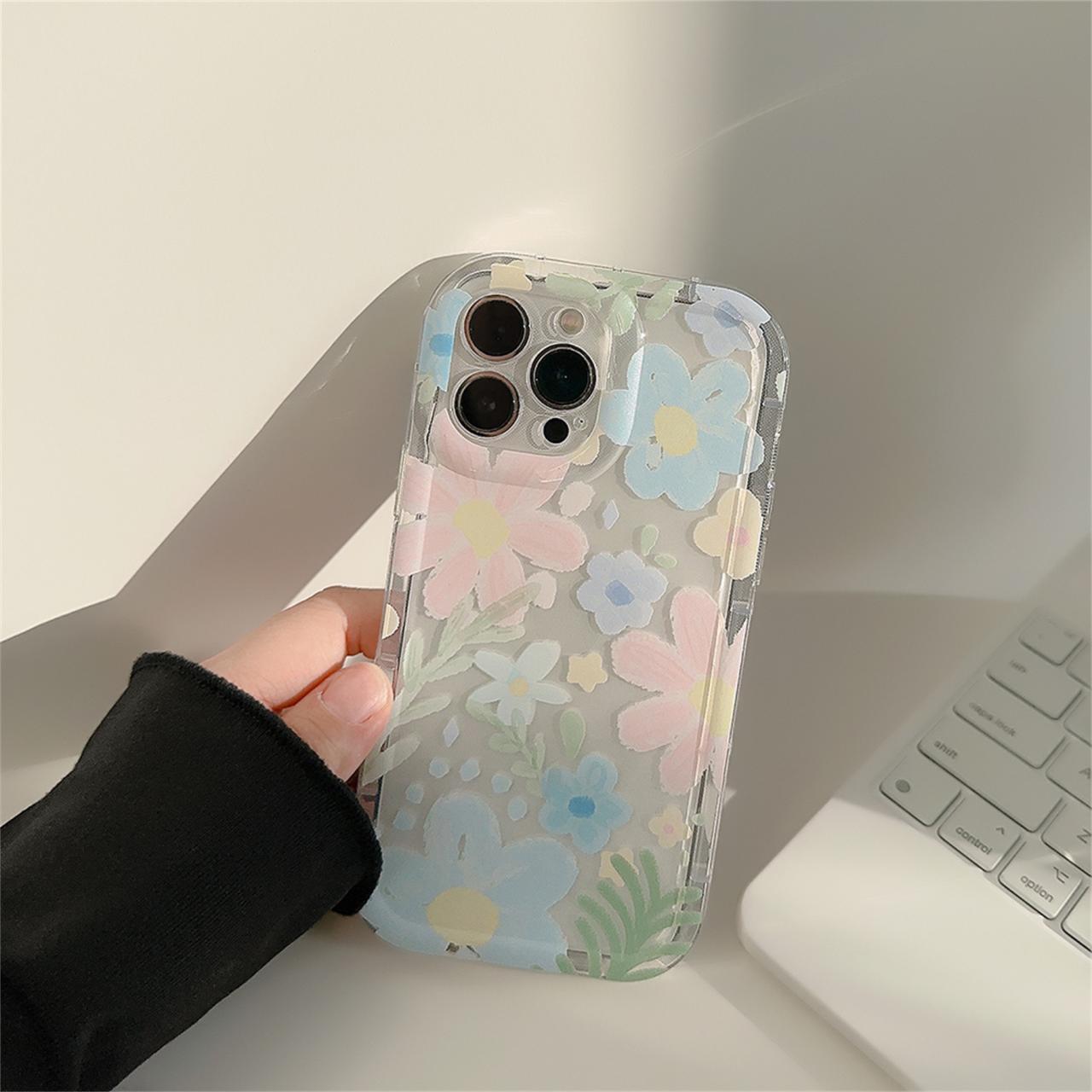 Cute,full Screen Flowers Floral Transparent Phone Case For Iphone 14 13 12 11 Pro Max