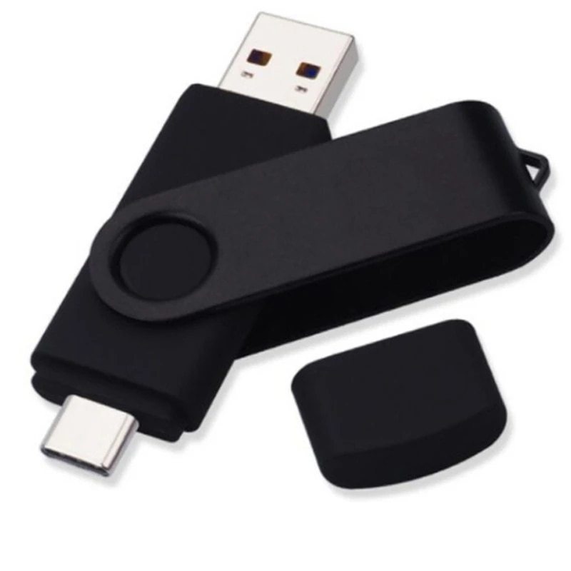 Type C Two In One Usb Flash Drive Black 64g Computer Mobile Phone Dual Use Usb Flash Drive Rotating Creative Usb 2.0