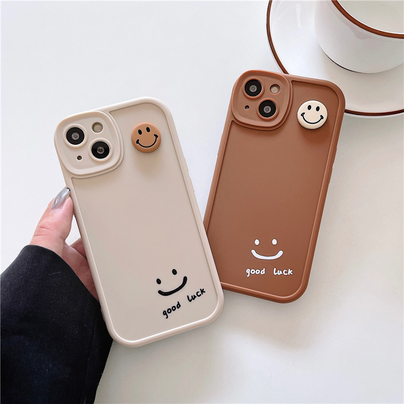 Cute Cartoon 3d Smiley Phone Cases For Iphone 13 12 11 Pro Xs Max Xr Luxury Soft Tpu Good Luck Protective Cover For Iphone 13pro
