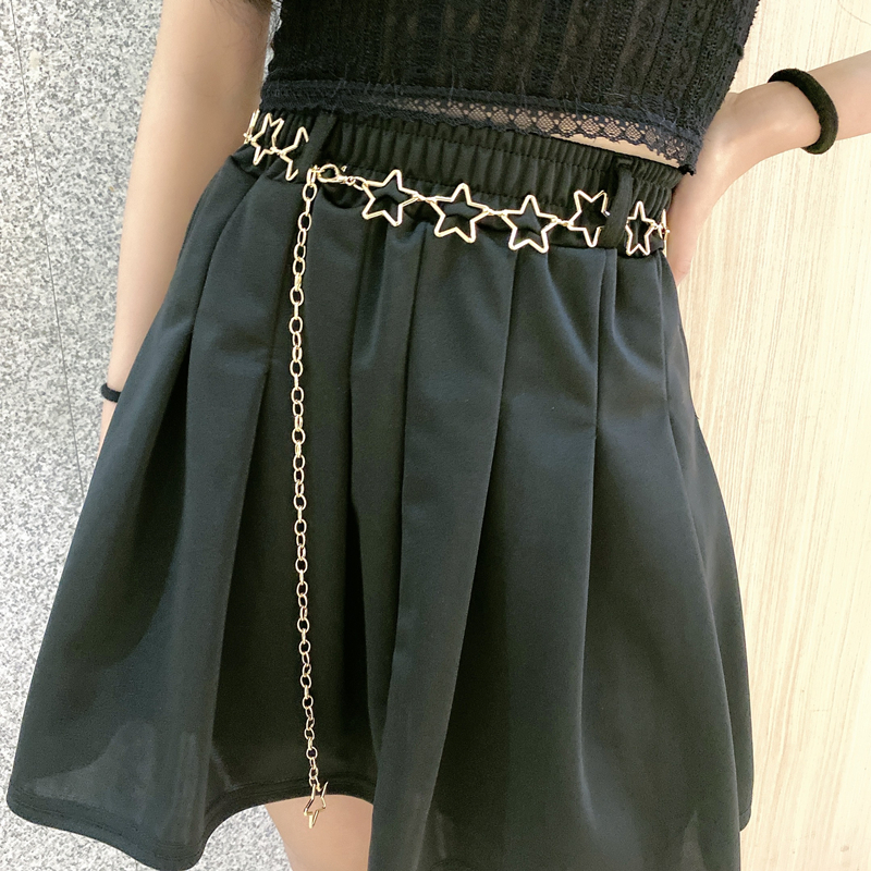 Star Metal Short Skirt Waist Chain Women's Versatile Dress Fashion Style Personality Chain Belt