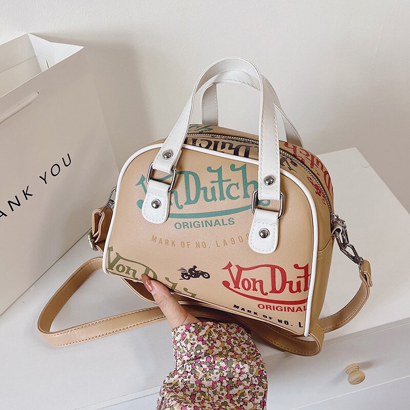 Women Y2k Luxury Designer Handbag Shopping Crossbody Graffiti Purses Pu Leather Shoulder Bag
