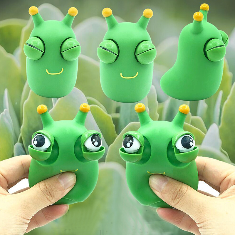 Funny Eyeball Burst Squeeze Toy Green Eye Caterpillar Pinch Toys Adult Kids Stress Relief Fidget Toy