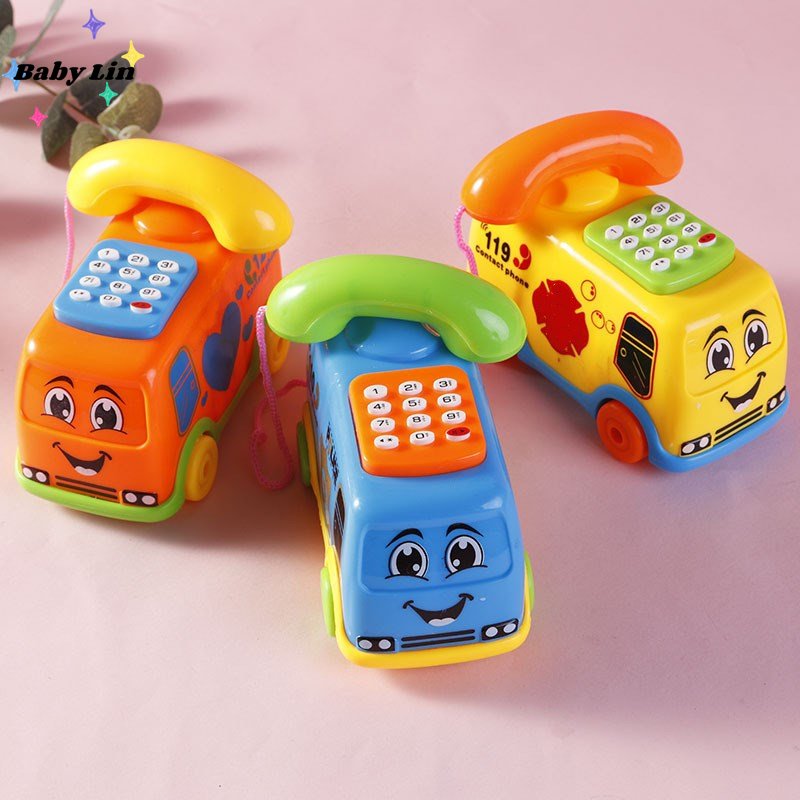1pcs Baby Toys Music Cartoon Bus Phone Educational Developmental Kids Toy Gift Children Early Learning Exercise Baby Kids Game