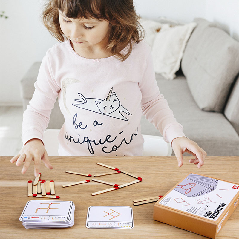 Montessori Matches Puzzles Game Wooden Toys Diy Math Geometry Board Game Thinking Match Logic Training Educational Toys