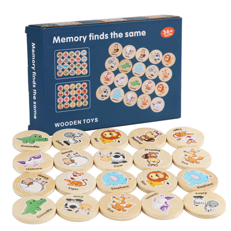 Find The Same Pattern Puzzle Game Kids Cartoon Animal Memory Chess Thinking Training Children Montessori Educational Wooden Toys