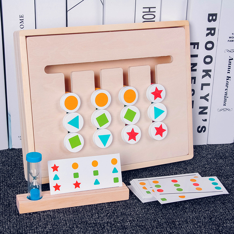 Children Wooden Games Puzzle Teaching Aids Montessori Early Educational Shape Color Matching Toy Logical Thinking Training Toy