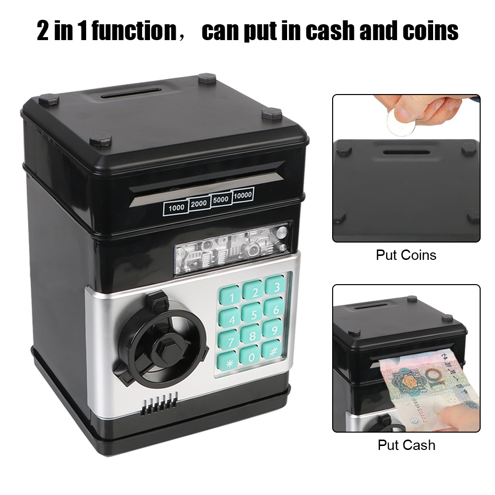 Electronic Piggy Bank Automatic Mini Safe Coins Cash Saving Money Box Password Counter Code Key Lock Coin Bank Atm Child