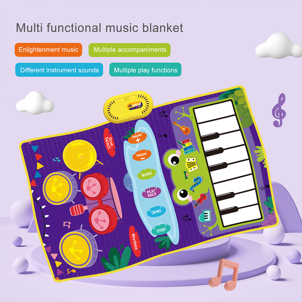 80x50cm Music Play Mat For Kids Toddlers Floor Piano Keyboard Drum Toys Dance Mat With 6 Instruments Sounds Educational Toys