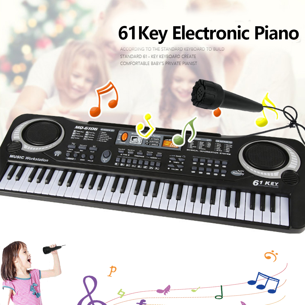 Kids Electronic Piano Keyboard Portable 61 Keys Organ With Microphone Education Toys Musical Instrument