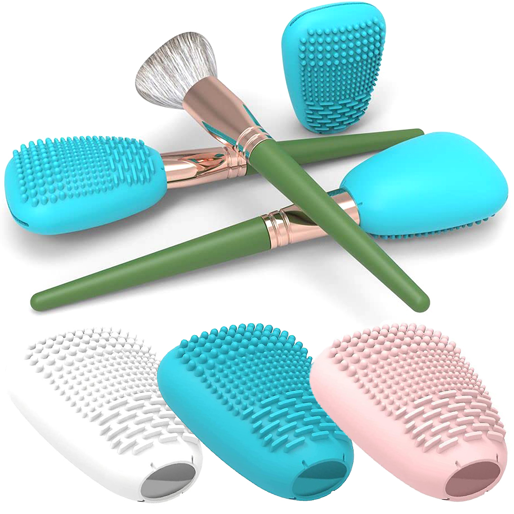Makeup Brush Holder Cover Silicone Makeup Brush Travel Cover Reusable Protector Organizer Case With Makeup Brush Cleaning Pad