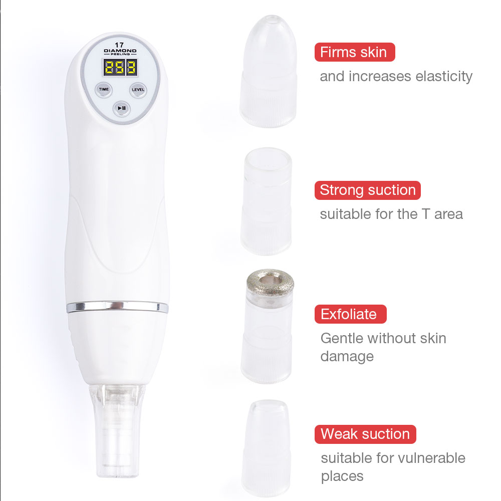 Digital Diamond Microdermabrasion Vacuum Blackhead Cleaner Facial Acne Marks Removal Machine Deep Cleaning Pores Skin Care Tool