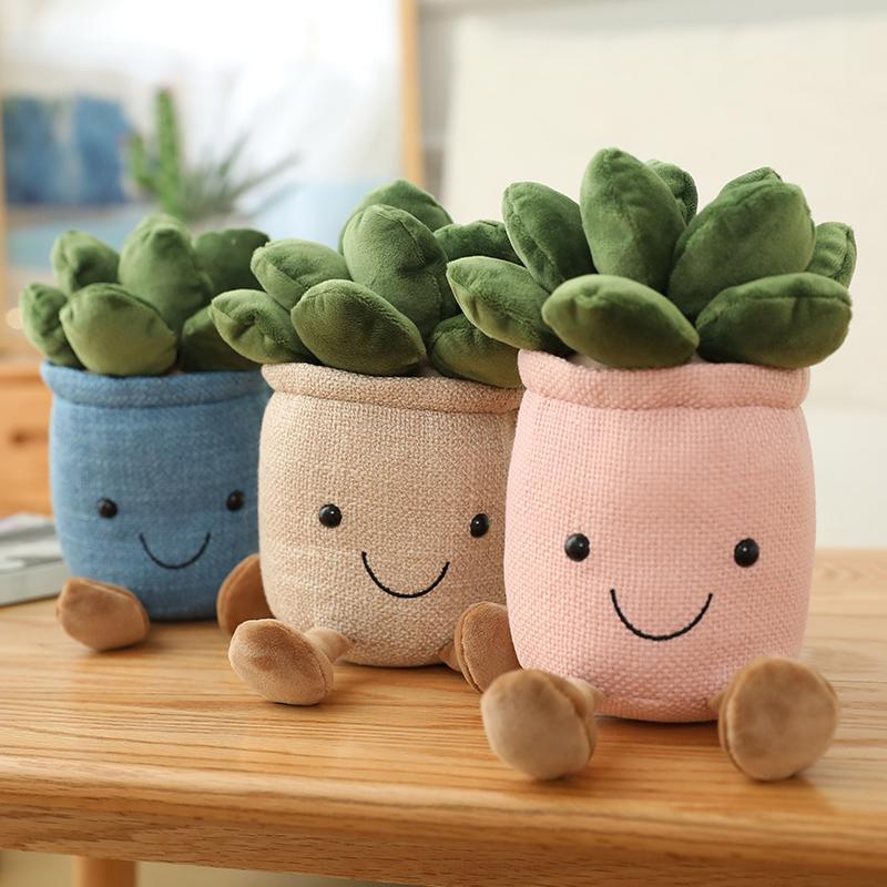 Tulip Succulent Plants Plush Stuffed Toys Soft Home Decor Doll Creative Potted Flowers Pillow For Kids