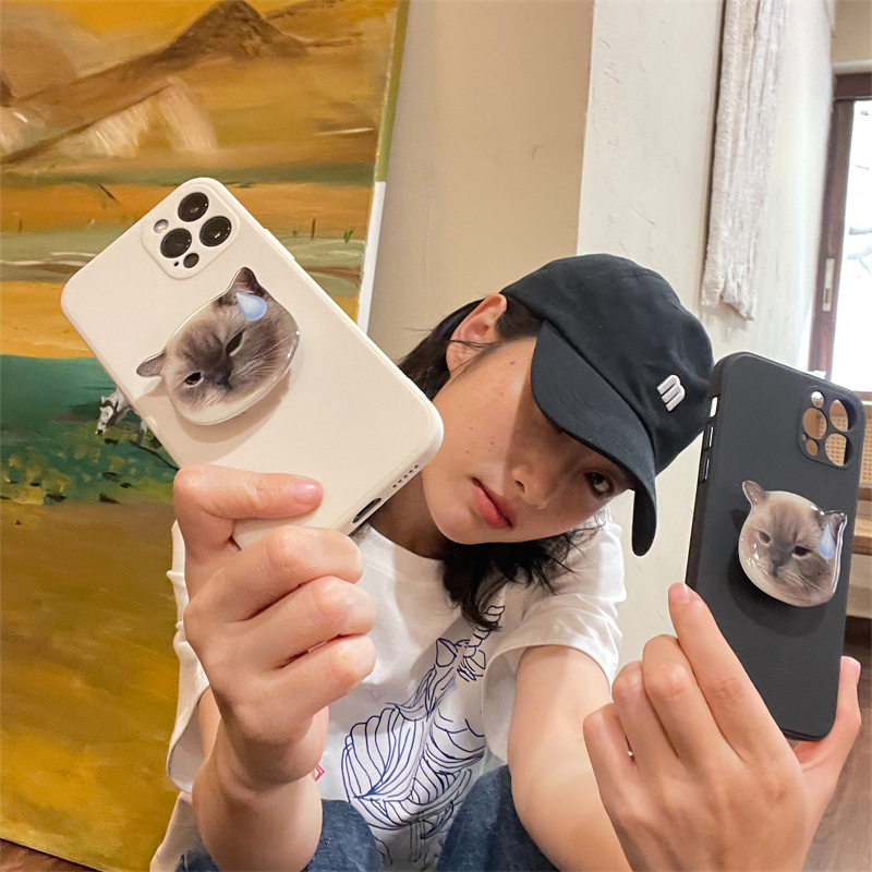 Cute 3d Funny Cat Phone Stand Griptok Support For Iphone 11 13 Samsung Grip Tok Folding Finger Stand Socket Bracket