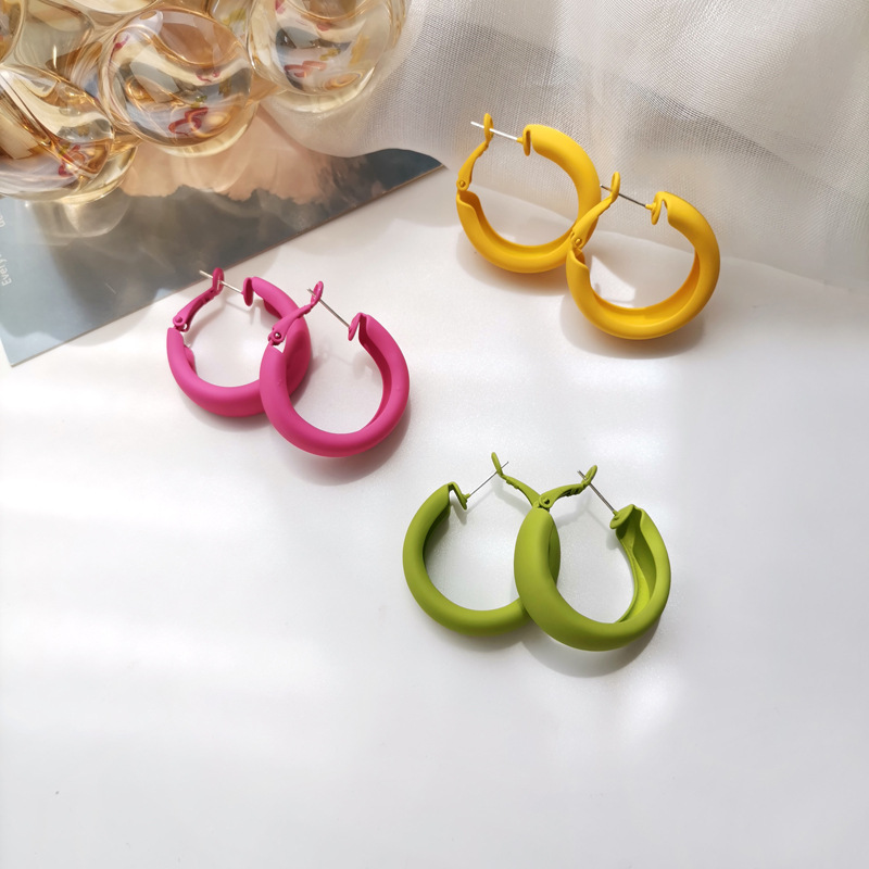 Silver Needle South Korea East Gate Barbie Pink Simple Summer Temperament Jewelry Wholesale Hoop Earrings For Women