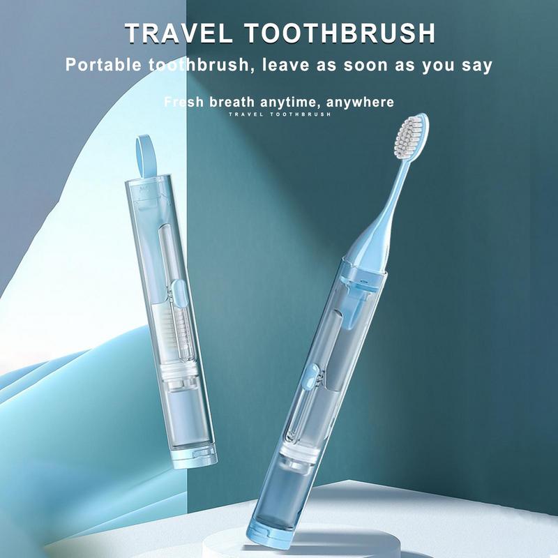 Foldable Travel Toothbrush Paste Holder Mini Hiking Travel Tooth Brush Set With Refillable Toothpaste Holder Cleaning Brush